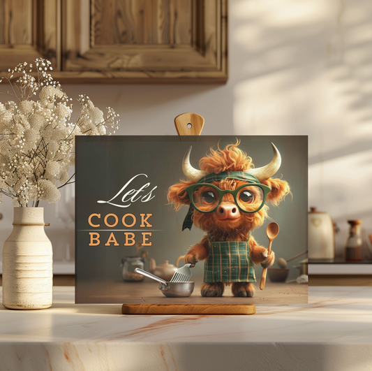 Let's Cook Babe  Tempered Glass Cutting Board