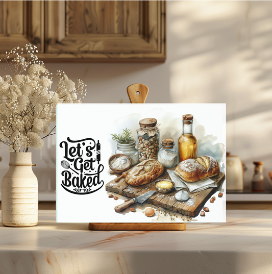 Let's Get Baked Tempered Glass Cutting Board