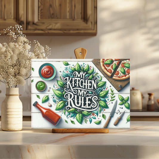 My Kitchen My Rules Tempered Glass Cutting Board