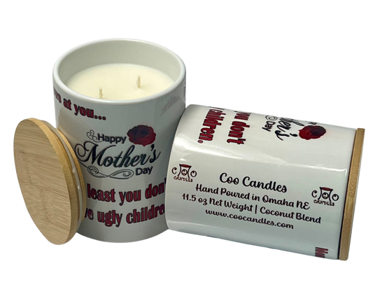 10.5  Ounce Mother's Day Jar Candle -  Ugly Children - Oak Moss and Amber Scent