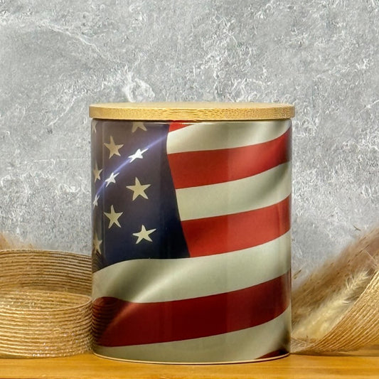 9 Ounce Art Inspired Coconut Blend Ceramic Jar Candle - Flag of the United States