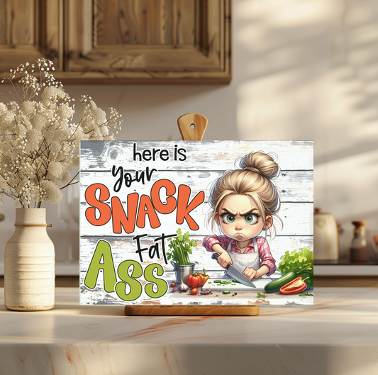 Here Is Your Snack Tempered Glass Cutting Board