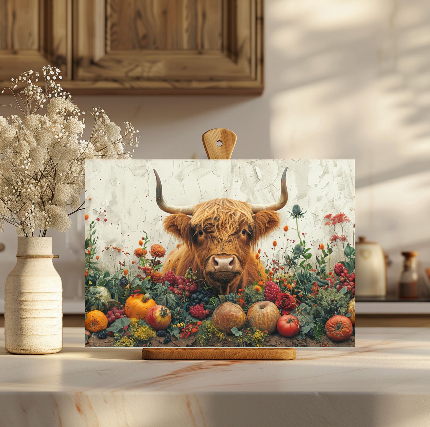 Highland Cow in Fall Tempered Glass Cutting Board