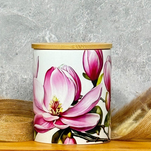 9 Ounce Pink Magnolia Blossom Coconut Blend Ceramic Jar Candle