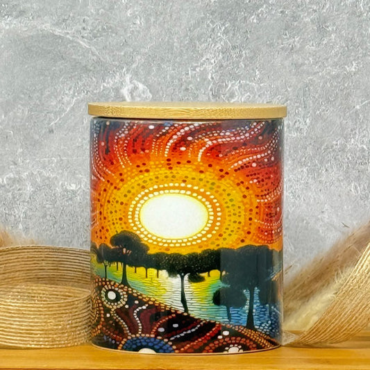 9 Ounce Art Inspired Coconut Blend Ceramic Jar Candle - Psychedelic Sunset