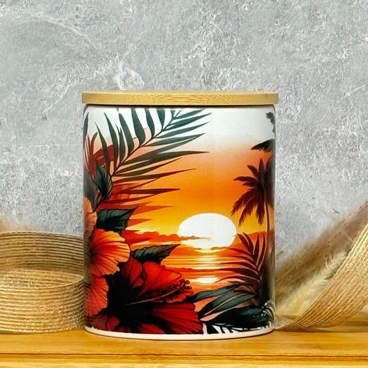 9 Ounce Rainforest Hibiscus Coconut Blend Ceramic Jar Candle