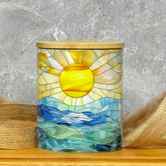 9 Ounce Art Inspired Coconut Blend Ceramic Jar Candle - Stained Glass Sunrise