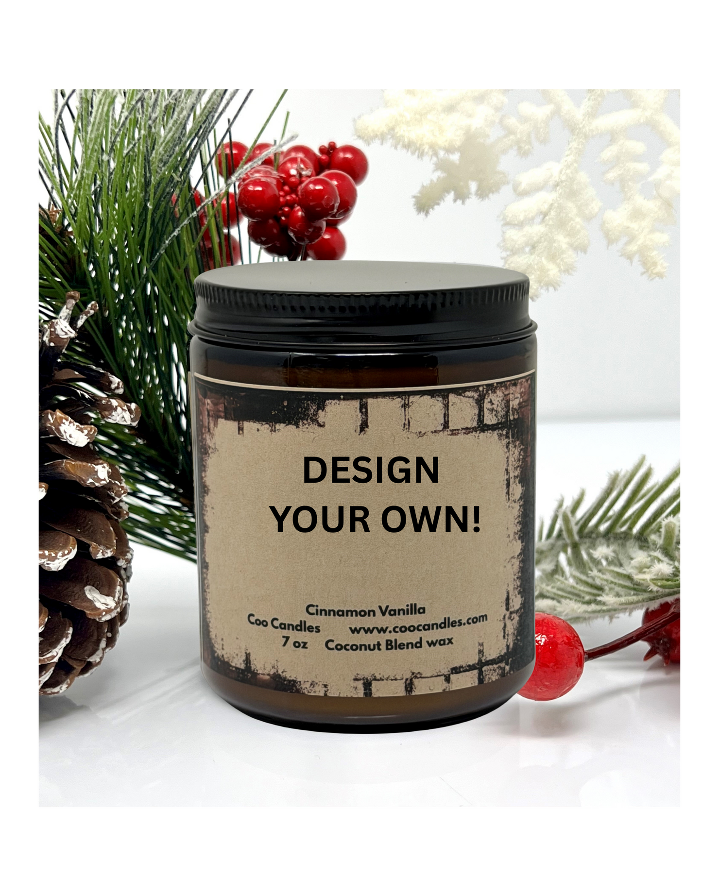 Design your own - Cinnamon Vanilla Scented Coconut Blend Jar Candle - 7 oz