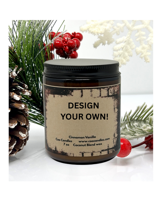 Design your own - Cinnamon Vanilla Scented Coconut Blend Jar Candle - 7 oz