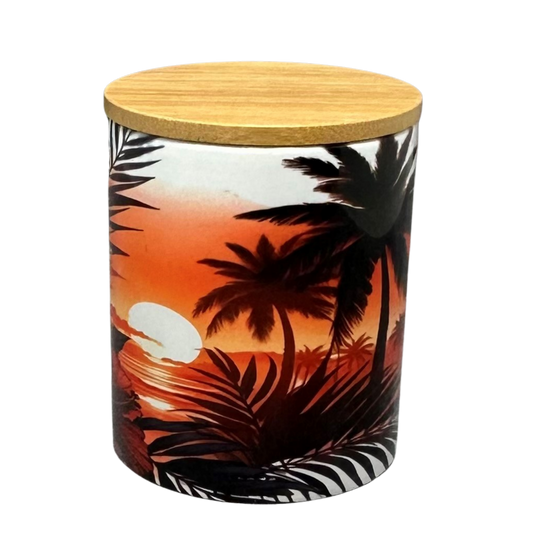 9 Ounce Rainforest Hibiscus Coconut Blend Ceramic Jar Candle