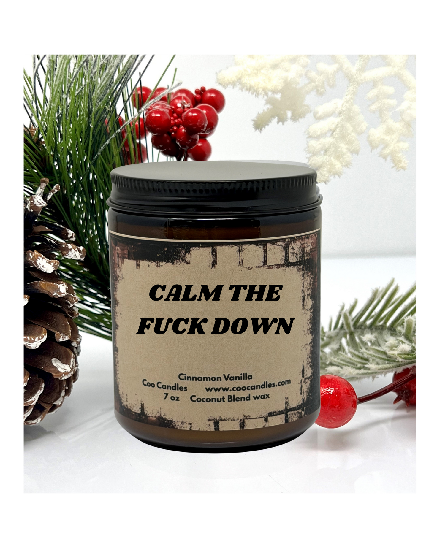 Calm the F Down - Cinnamon Vanilla Scented Coconut Blend Jar Candle - 7 oz