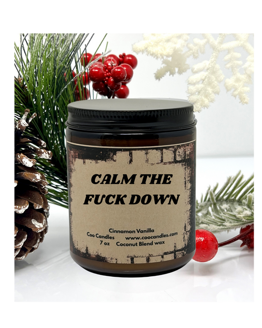 Calm the F Down - Cinnamon Vanilla Scented Coconut Blend Jar Candle - 7 oz
