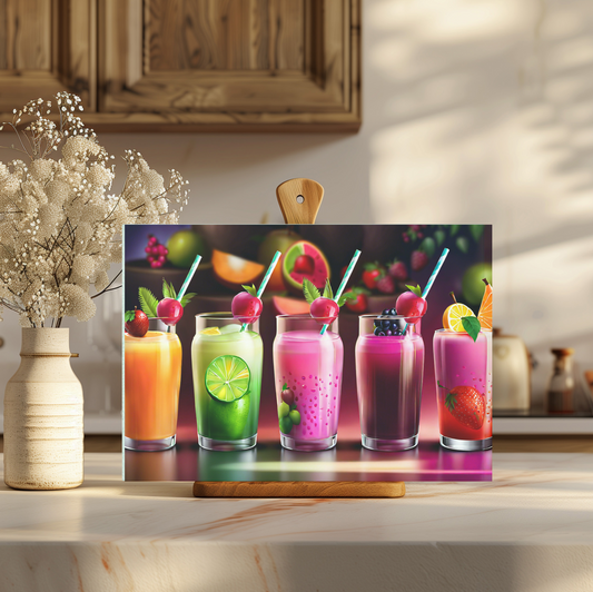 Fruity Drinks Tempered Glass Cutting Board