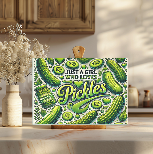 Just a Pickle Girl Tempered Glass Cutting Board