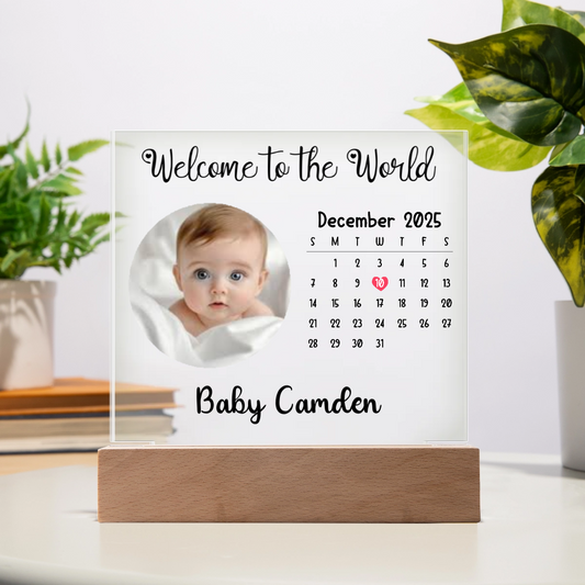 Custom New Baby Acrylic Square Plaque