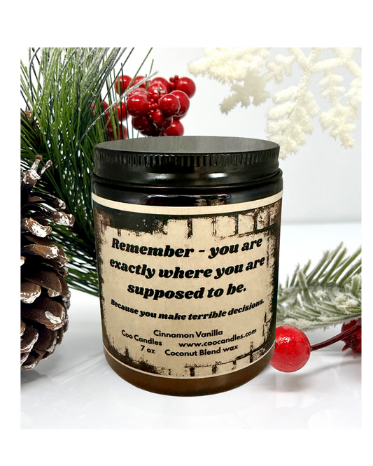 Terrible Decisions - Cinnamon Vanilla Scented Coconut Blend Jar Candle - 7 oz