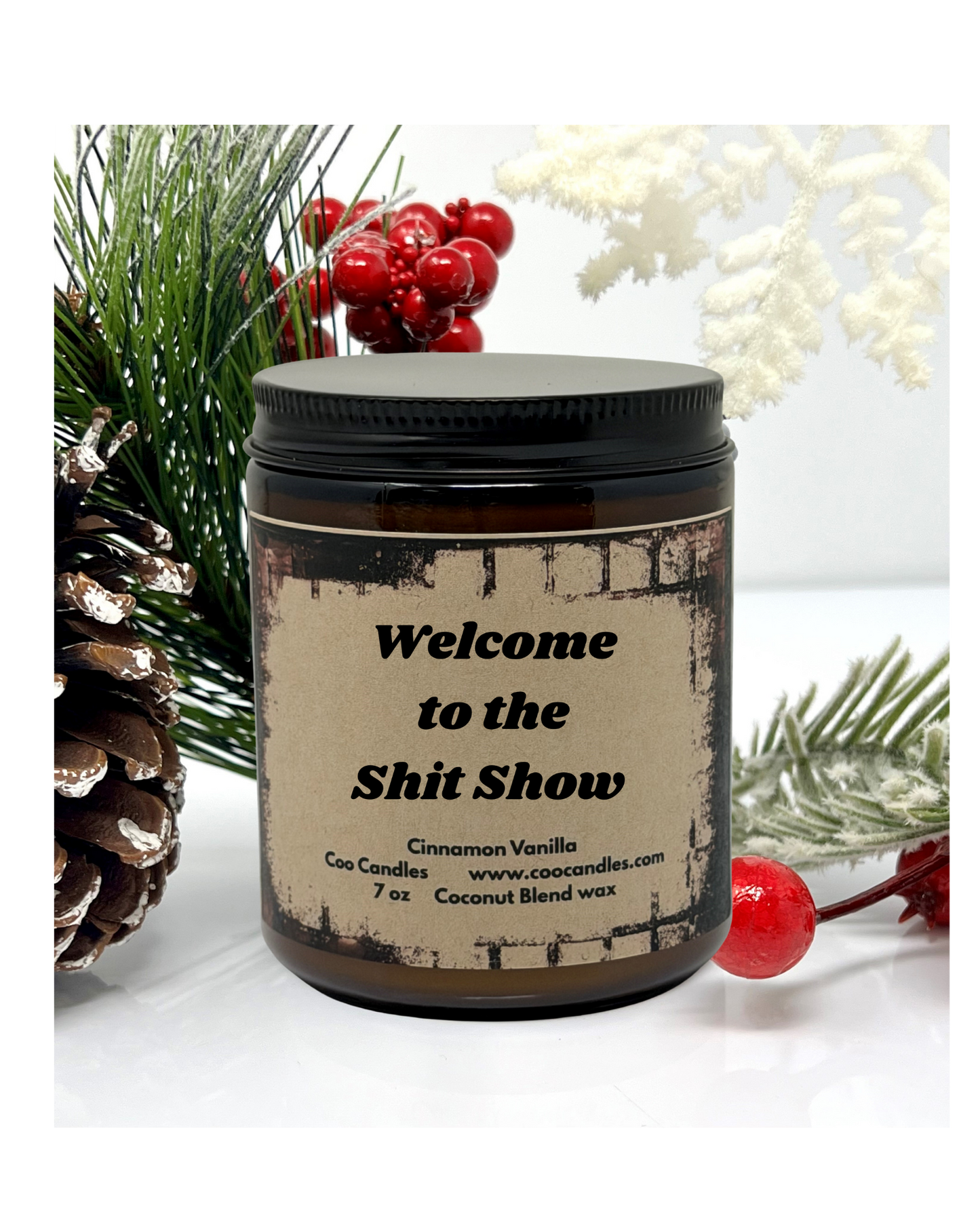 Welcome to the Shit Show - Cinnamon Vanilla Scented Coconut Blend Jar Candle - 7 oz